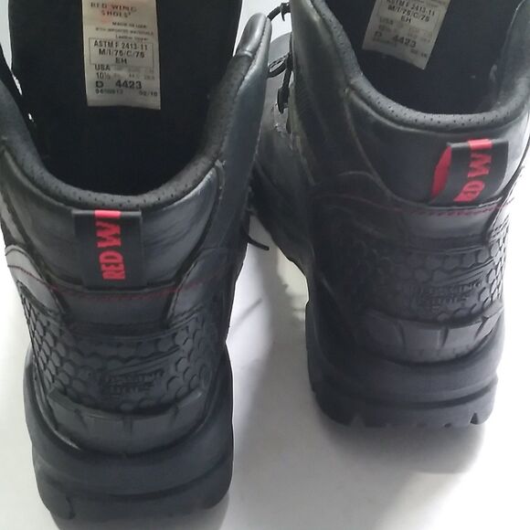 Red Wing Shoes Work Boots Safety Toe EH Rated Black Leather USA Made 10.5 - Picture 2 of 10